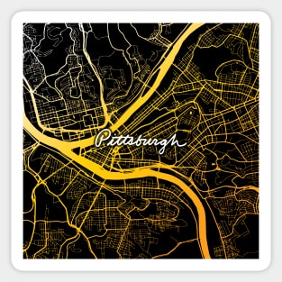 Pittsburgh Map Black and Yellow Sticker